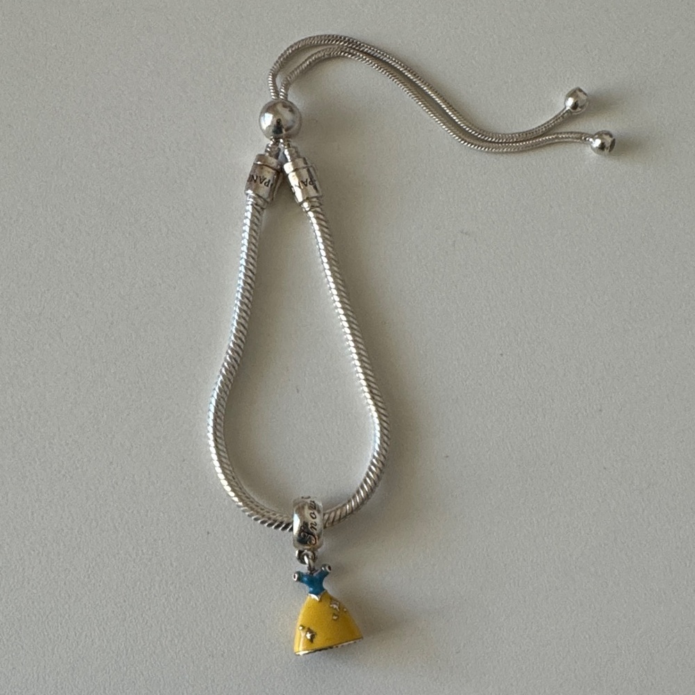 Pandora Silver Bracelet with Yellow and Blue Charm